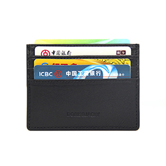  Minimalist Leather Card Holder Wallet, Slim Lambskin Credit Card Case Card Protector, 6 Card Slots Thin Business Wallet for Men and Women(DS901-Black)